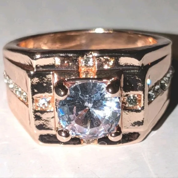 3CT Round Cut Lab Created Diamond Men's Ring 14K Rose Gold Plated
